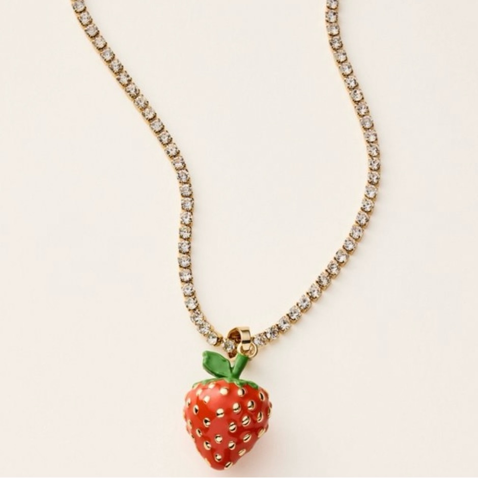 Kate Spade X Target Gold Strawberry Charm Tennis Necklace